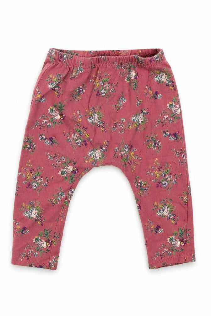 NEXT Girls Pink Floral Cotton Capri Trousers Size 3-6 Months  Pullover