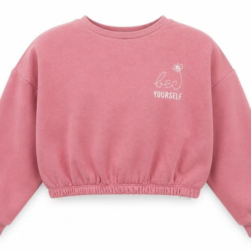 New Look Girls Pink  Cotton Pullover Sweatshirt Size 10-11 Years  Pullover - Bee yourself