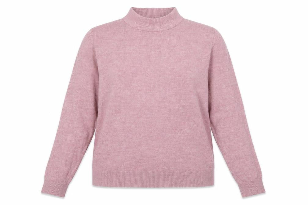 Maine Womens Pink High Neck Argyle/Diamond Acrylic Pullover Jumper Size 16