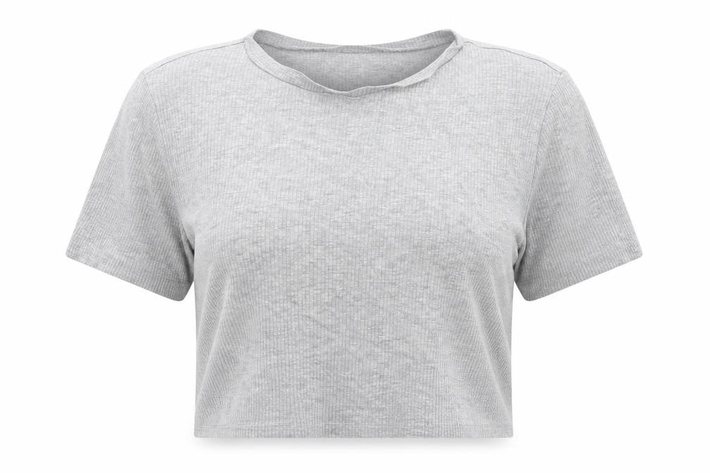 Divided Womens Grey  Cotton Cropped T-Shirt Size L Crew Neck
