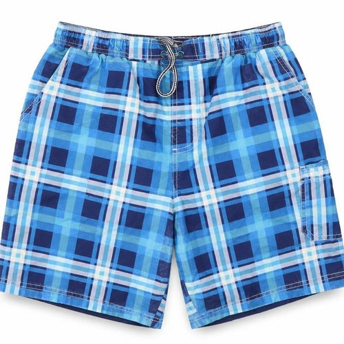 Atlantic Bay Mens Blue Check Polyester Bermuda Shorts Size M L9 in Regular Drawstring
