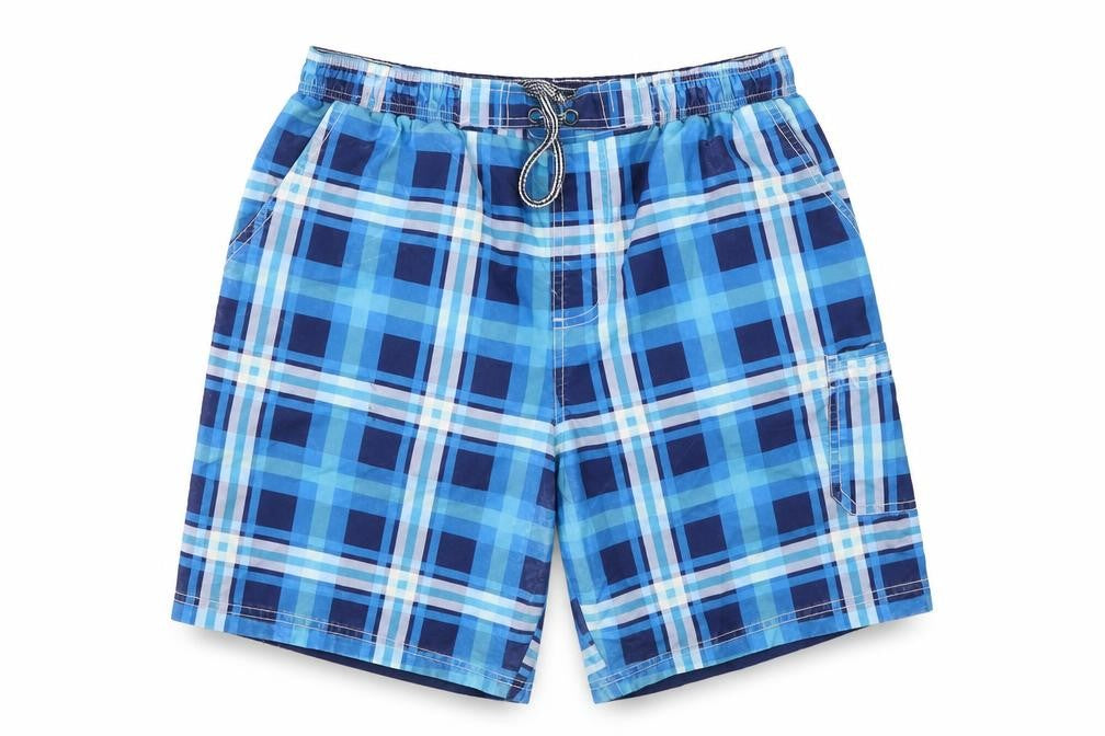 Atlantic Bay Mens Blue Check Polyester Bermuda Shorts Size M L9 in Regular Drawstring