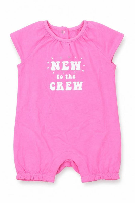 F&F Girls Pink  100% Cotton Romper One-Piece Size 3-6 Months  Snap - new to the crew