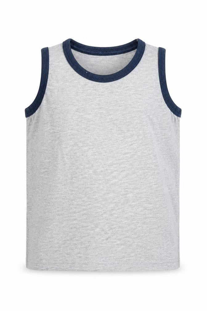Matalan Boys Grey  Cotton Basic Tank Size 7 Years Round Neck Pullover