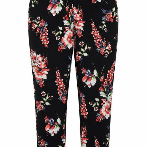 Moda Womens Black Floral Polyester Trousers  Size 10 L29 in Regular Zip - Flowers