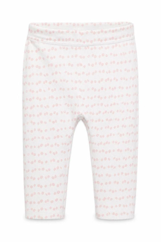 Front view of George girls’ white polka dot cotton sweatpants, size 6-9, months - pink polka dot