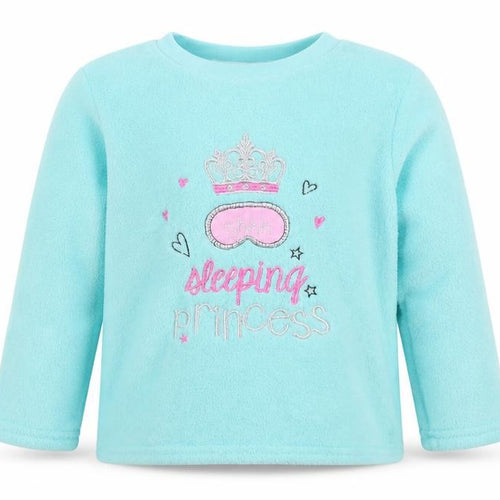B&M Girls Blue Solid Polyester Top Pyjama Top Size 6-7 Years  Pullover - Sleeping Princess