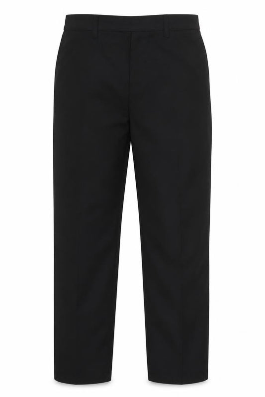 Front view of Studio boys’ black polyester dress pants trousers, size 11-12, years regular