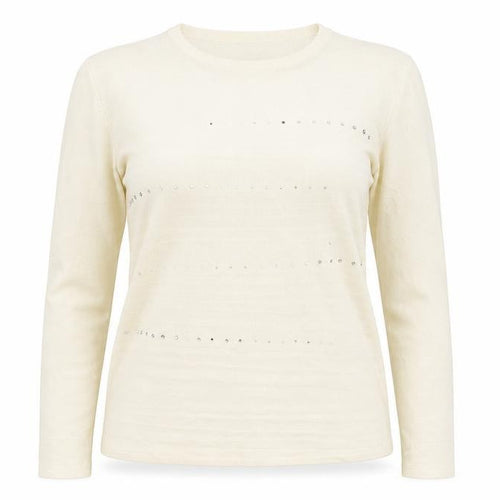 FAY LOUISE Womens Ivory Boat Neck  Acrylic Pullover Jumper Size M