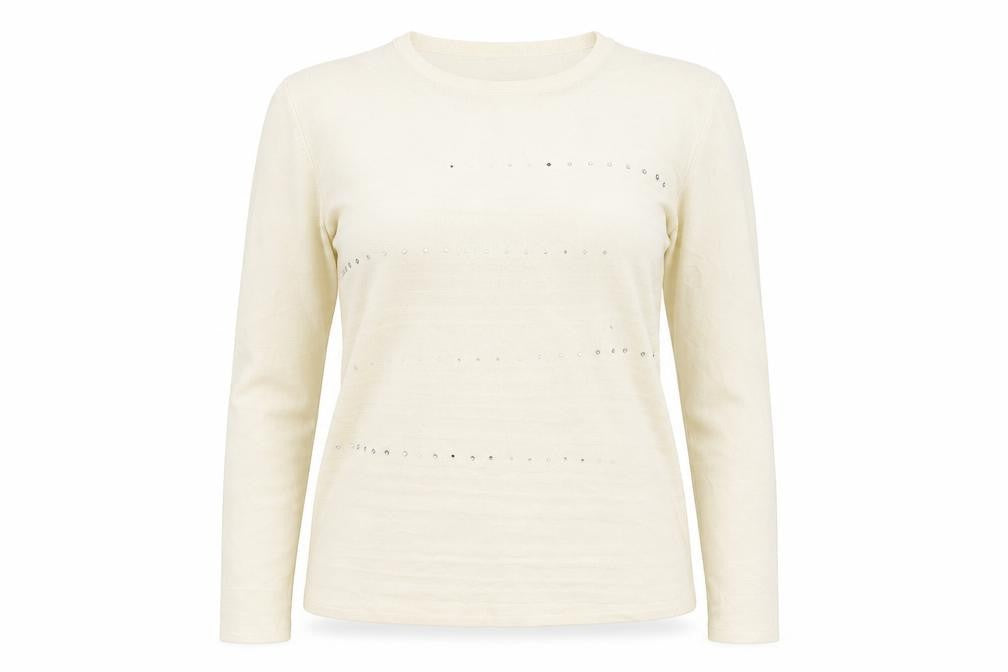 FAY LOUISE Womens Ivory Boat Neck  Acrylic Pullover Jumper Size M