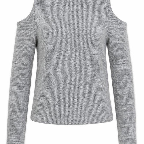Miss E-vie Girls Grey  Cotton Cropped T-Shirt Size 7-8 Years Crew Neck  - Cold Shoulder