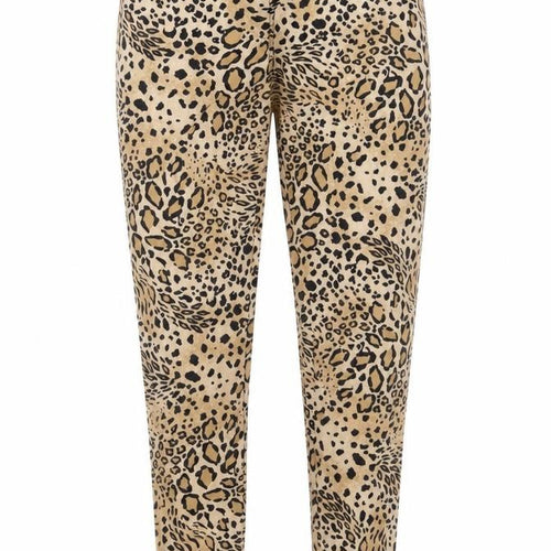 Miss Selfridge Womens Brown Animal Print Polyacrylate Fibre Capri Trousers Size 4 L27 in Regular