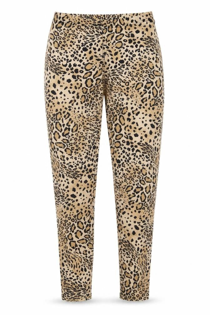 Miss Selfridge Womens Brown Animal Print Polyacrylate Fibre Capri Trousers Size 4 L27 in Regular