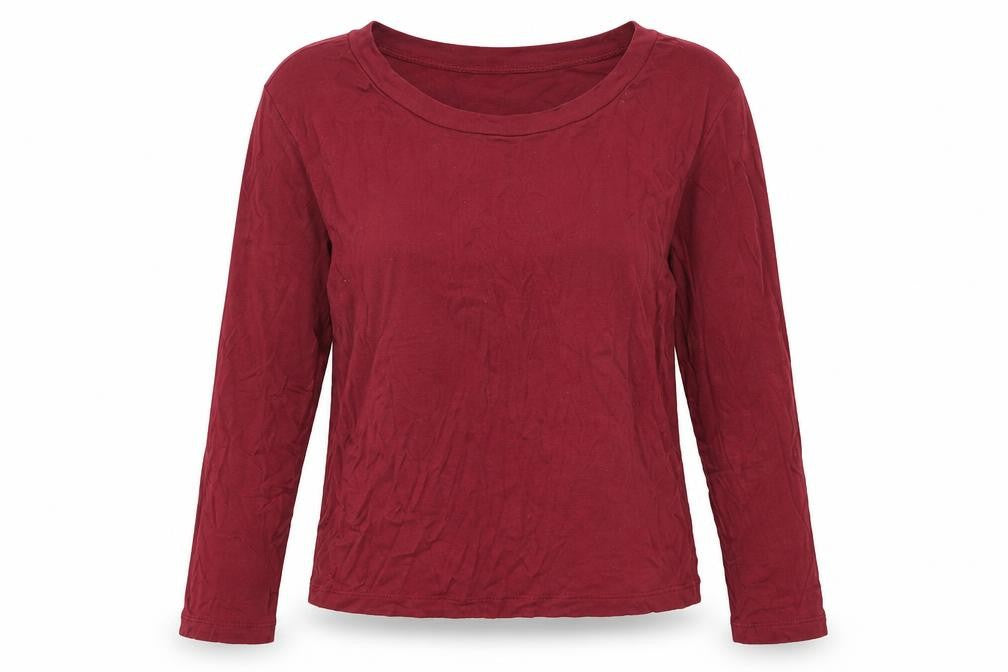 Front view of Forever 21 women’s red modal basic t-shirt, size S, round neck