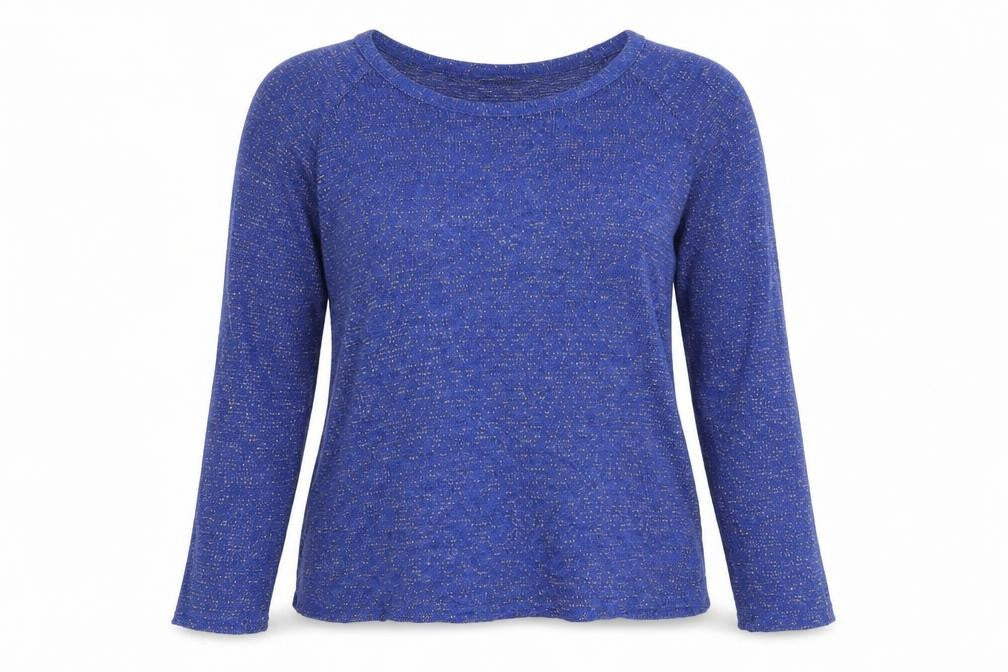 Front view of Atmosphere women’s blue round neck acrylic jumper, size UK 14