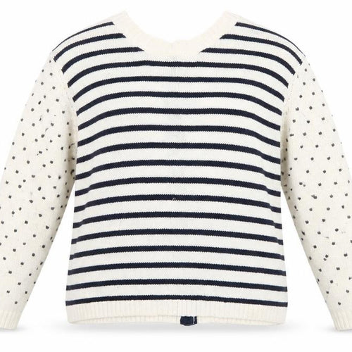 Preworn Womens White Round Neck Striped 100% Cotton Pullover Jumper Size XL