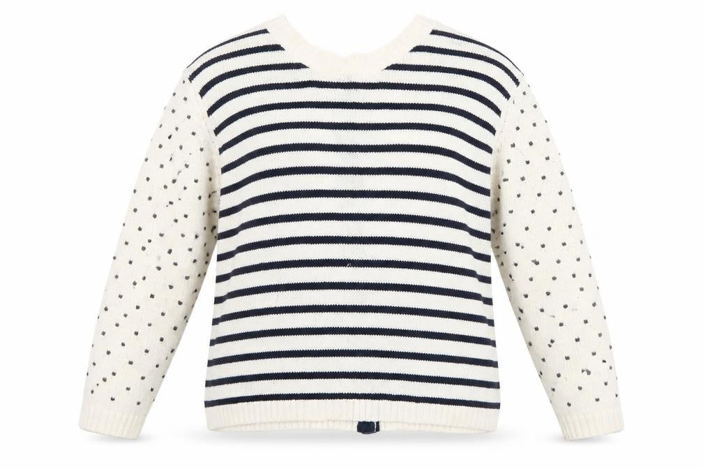 Preworn Womens White Round Neck Striped 100% Cotton Pullover Jumper Size XL