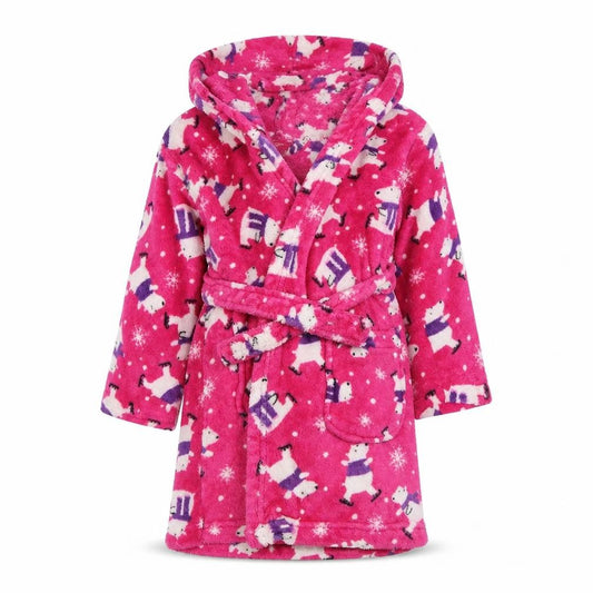 Blue Zoo Girls Pink Animal Print Polyester Top Robe Size 3-4 Years   - Polarbear