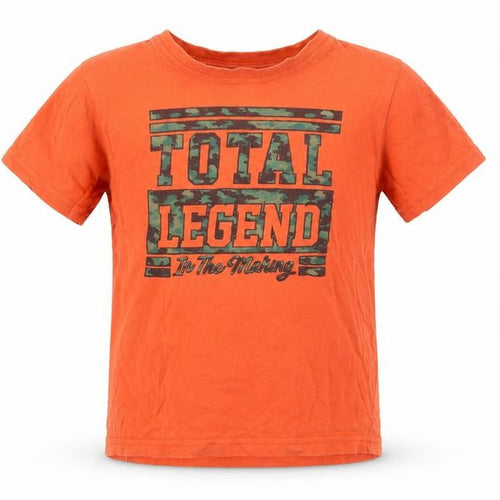 Primark Boys Orange  Cotton Pullover T-Shirt Size 5-6 Years Crew Neck Pullover - Total Legend
