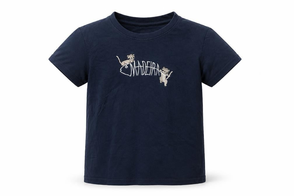 Front view of th Clothes boys’ blue cotton basic t-shirt, size 6, years crew neck pullover - madeira