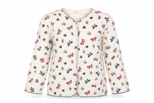 Marks and Spencer Girls Ivory Geometric Cotton Top Pyjama Top Size 13-14 Years  Button - Bows & Hearts