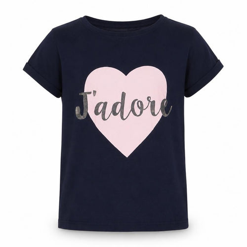 Primark Girls Blue  Cotton Pullover T-Shirt Size 9-10 Years Crew Neck Pullover - J'adore