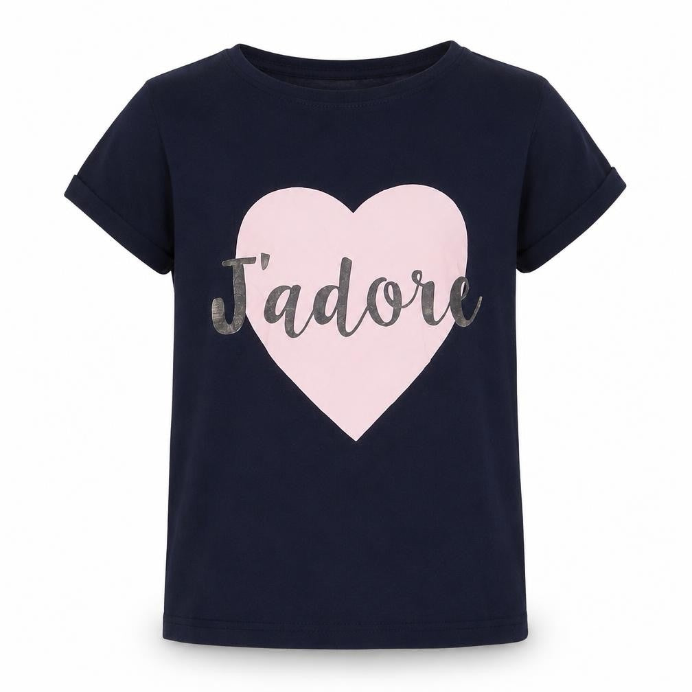 Primark Girls Blue  Cotton Pullover T-Shirt Size 9-10 Years Crew Neck Pullover - J'adore