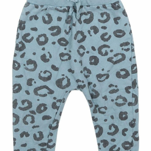George Girls Blue Animal Print Cotton Jogger Trousers Size 12-18 Months  Tie