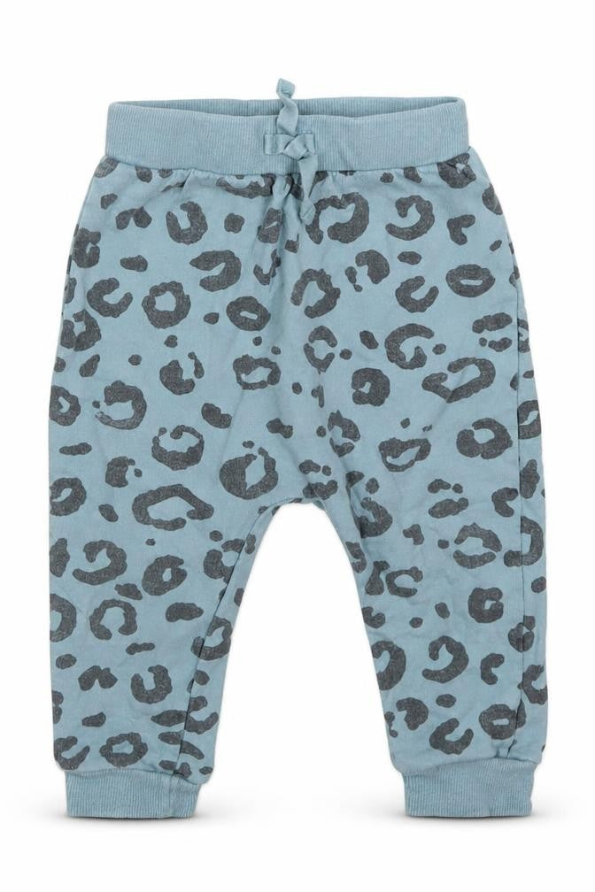 George Girls Blue Animal Print Cotton Jogger Trousers Size 12-18 Months  Tie