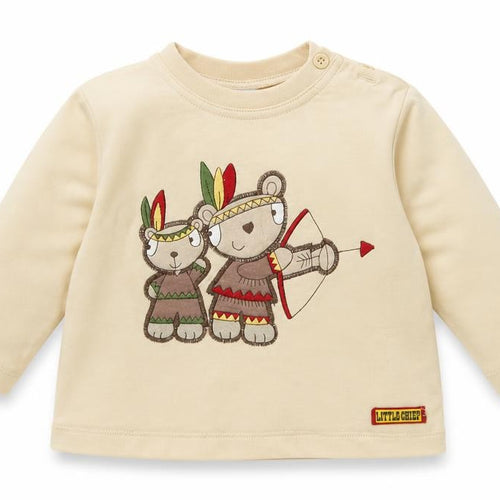 Cherokee Boys Beige  Cotton Basic Casual Size 6-9 Months Crew Neck Button