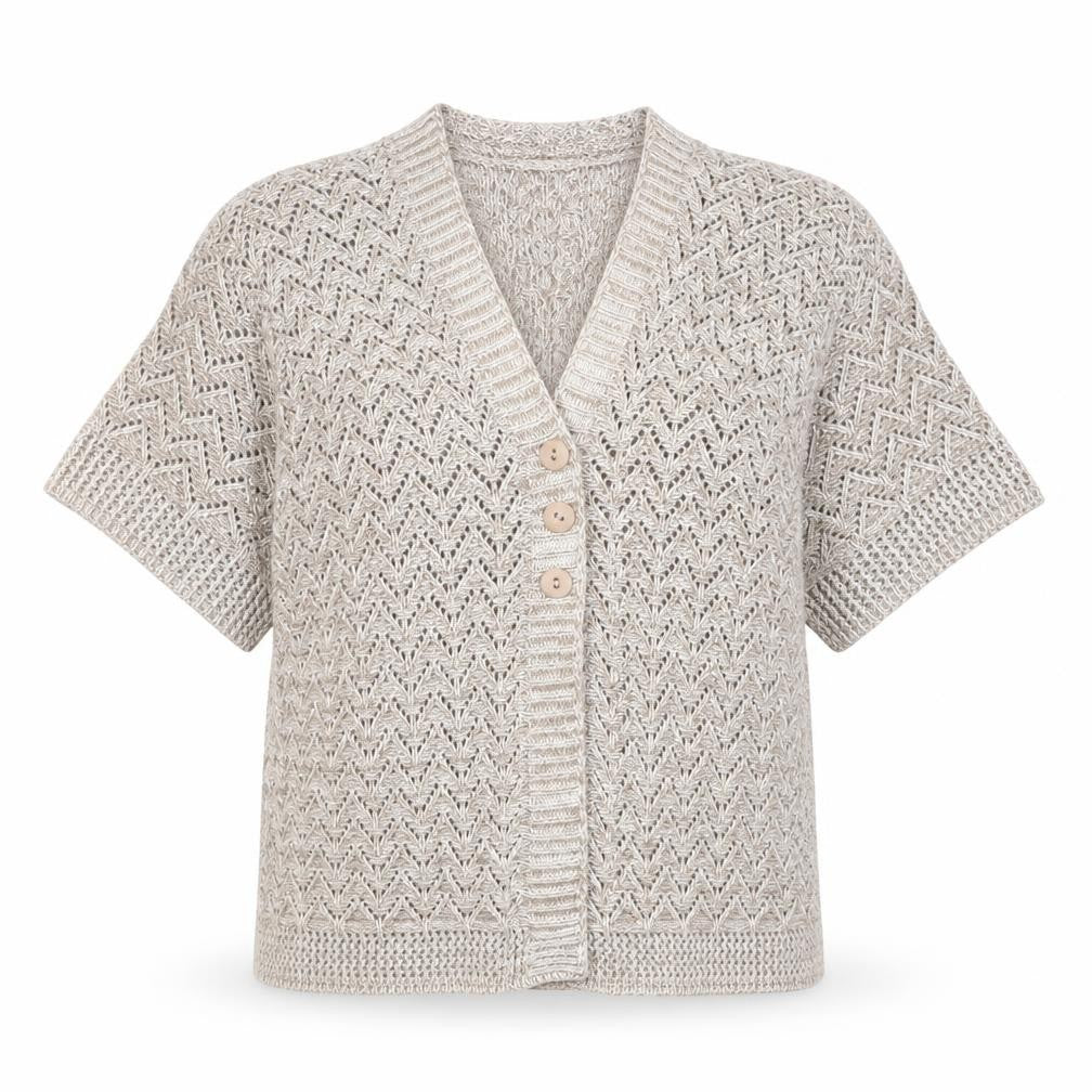 Chic London Paris Womens Beige V-Neck  Acrylic Cardigan Jumper Size XL