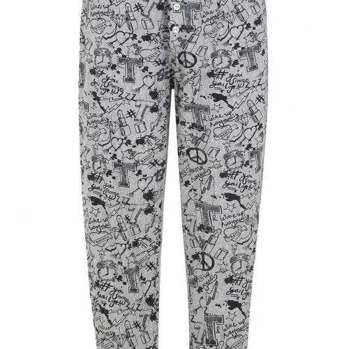 BHS Girls Grey Geometric Cotton  Pyjama Pants Size 9-10 Years  Pullover