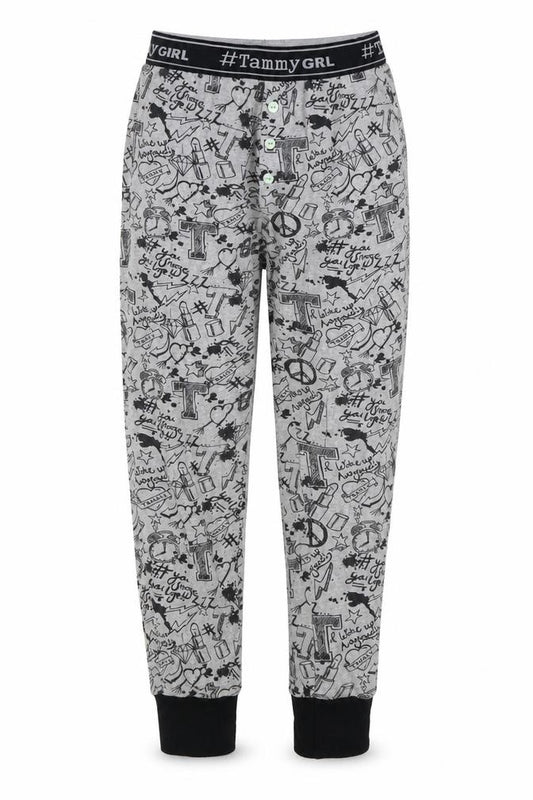 BHS Girls Grey Geometric Cotton  Pyjama Pants Size 9-10 Years  Pullover