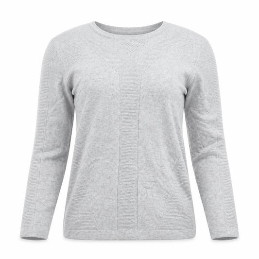 Front view of Principles women’s grey round neck viscose jumper, size UK 8