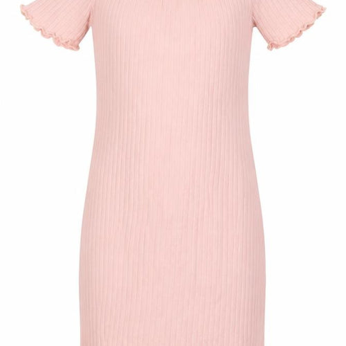 SheIn Girls Pink  Cotton Pencil Dress  Size 10 Years  Off the Shoulder  - Lettuce Edging