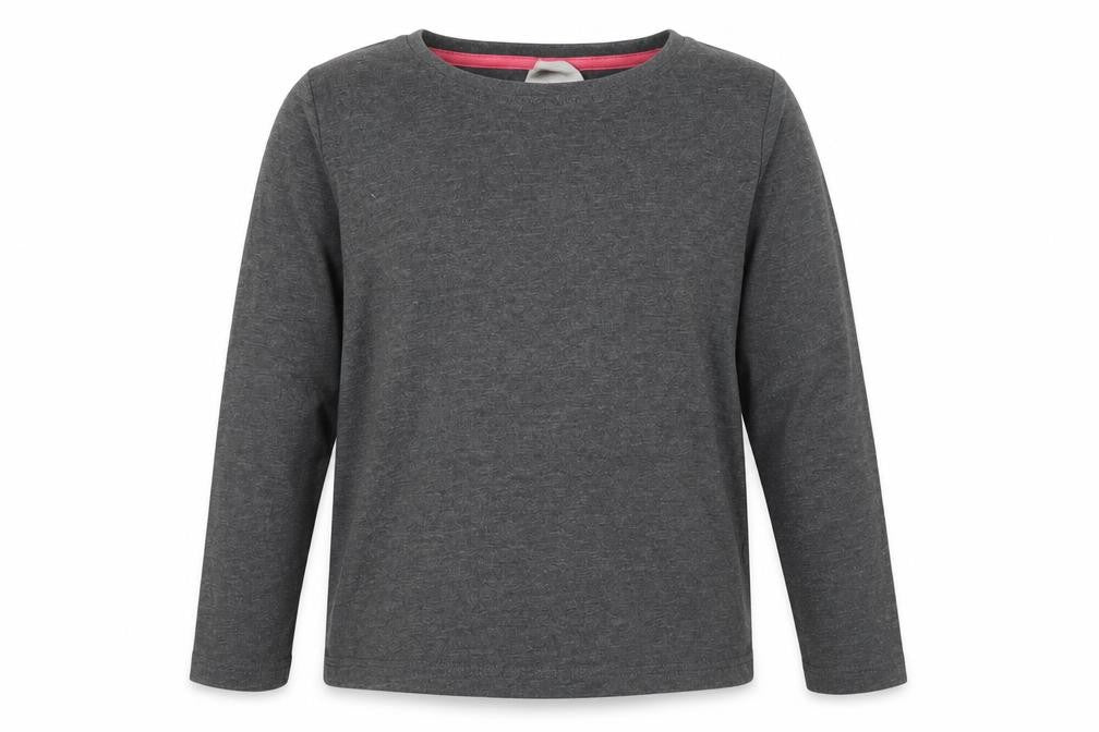 Front view of Matalan girls’ grey cotton basic t-shirt, size 7, years crew neck