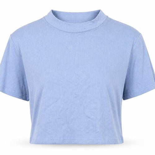SheIn Womens Blue  Viscose Cropped T-Shirt Size M Crew Neck