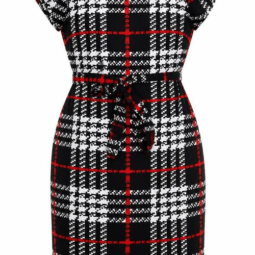 SheIn Womens Multicoloured Geometric Polyester Pencil Dress  Size XL  Round Neck Zip
