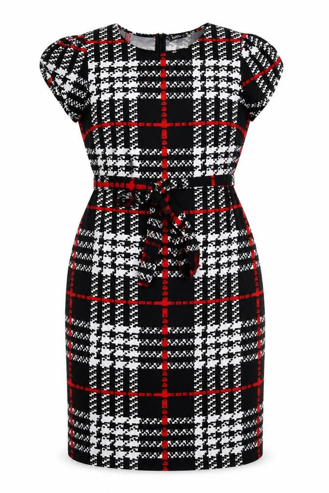 SheIn Womens Multicoloured Geometric Polyester Pencil Dress  Size XL  Round Neck Zip