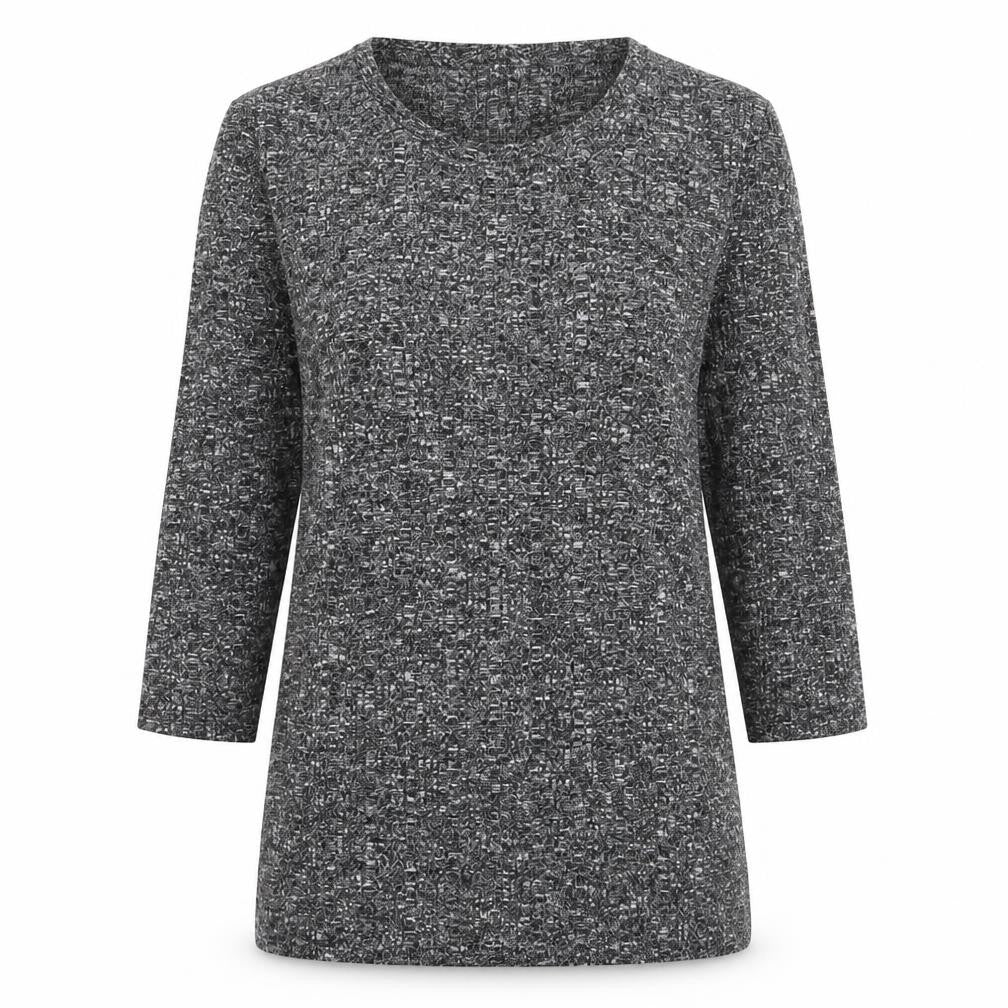 Front view of F&F women’s grey round neck polyester jumper, size UK 10