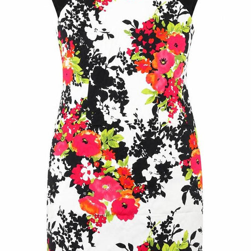 Precis Womens Black Floral Cotton Shift  Size 12  Round Neck Zip