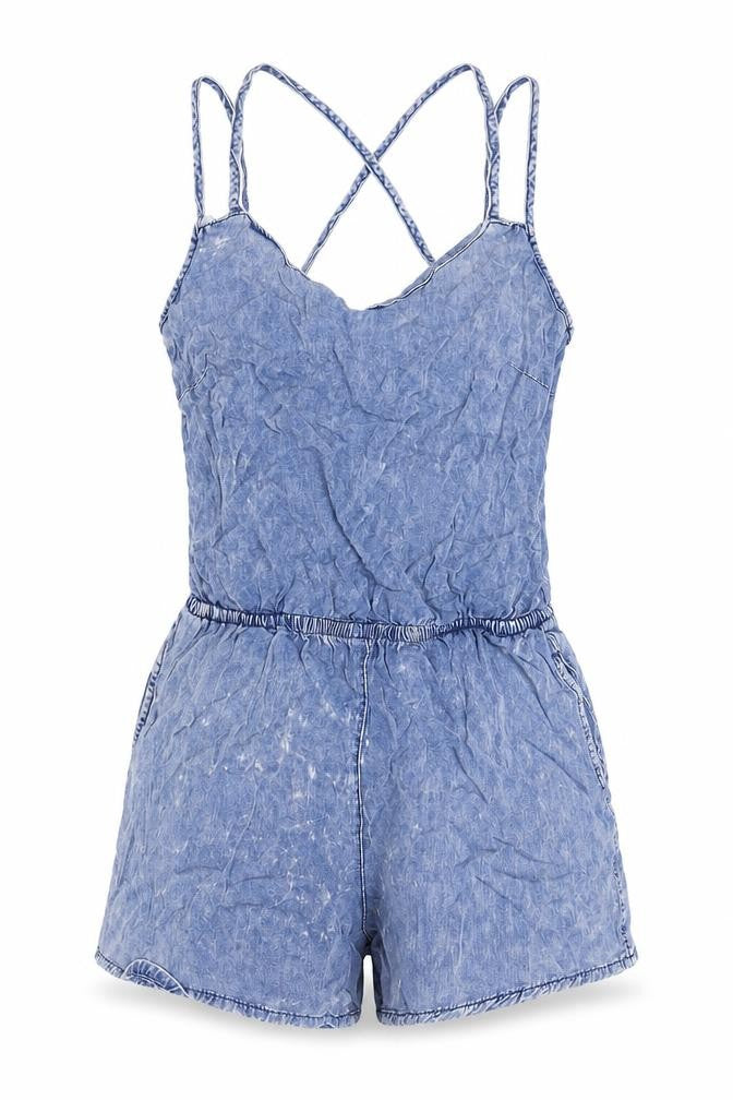 New Look Womens Blue  Viscose Playsuit One-Piece Size 6 L3 in Zip