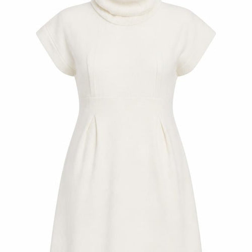 Lemssy Womens Ivory  Acrylic A-Line  Size M  Roll Neck