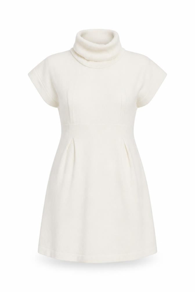 Lemssy Womens Ivory  Acrylic A-Line  Size M  Roll Neck