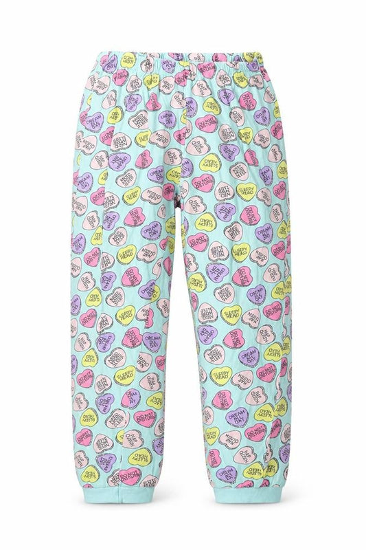 hullabaloo Girls Blue Geometric Cotton  Pyjama Pants Size 11-12 Years   - Heart Print