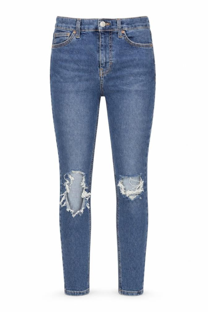 Topshoop Womens Blue  Cotton Skinny Jeans Size 26 L32 in Regular Button