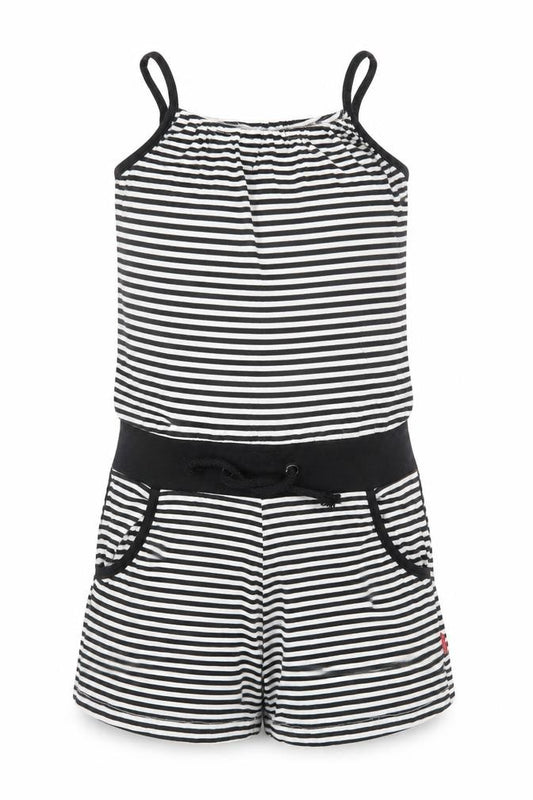 name it Girls Black Striped Cotton Playsuit One-Piece Size 10-11 Years  Drawstring
