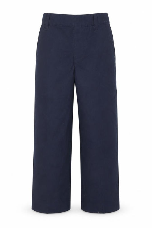 Front view of Dunnes boys’ blue polyester dress pants trousers, size 3-4, years regular - school wear