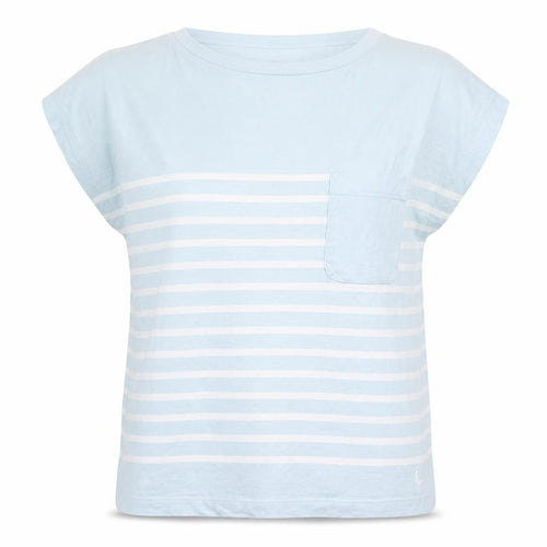 Jack Wills Womens Blue Striped Cotton Basic T-Shirt Size 6 Crew Neck