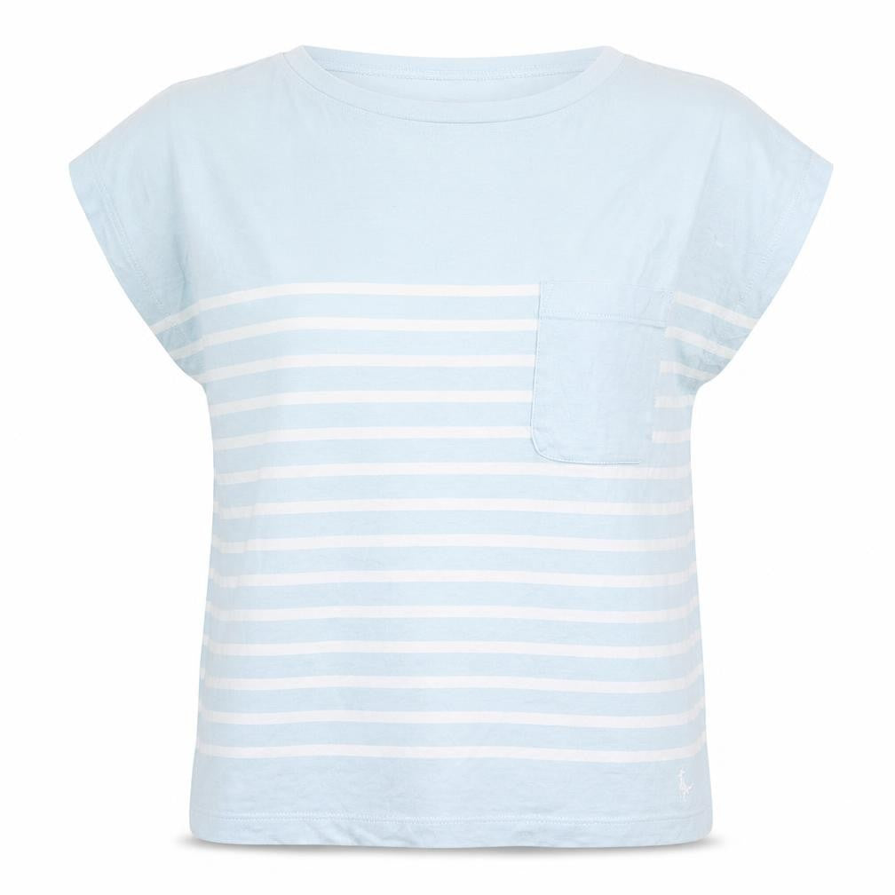 Jack Wills Womens Blue Striped Cotton Basic T-Shirt Size 6 Crew Neck